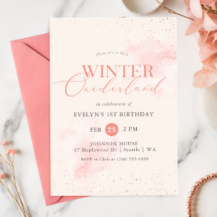 Convite Aniversário de Menina Onederland de Inverno com Aq