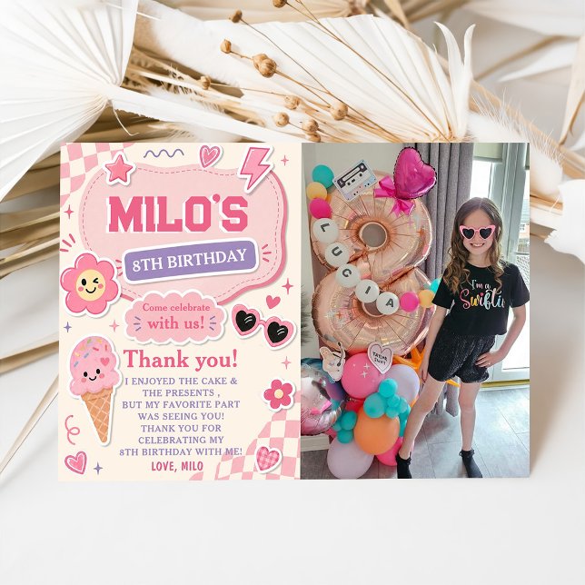 Convite Aniversário de Menina Rosa Retrô (Criador carregado)