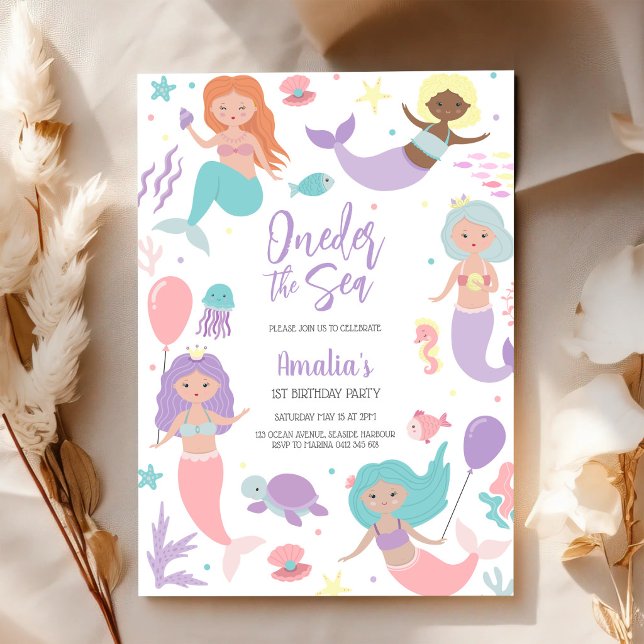 Convite Aniversário de Menina Tema de Sereia do Mar (Criador carregado)