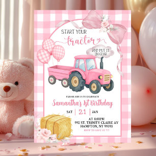 Convite Aniversário de Menina Tema Fazenda Rosa Comece Seu