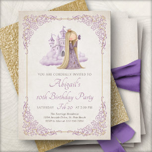 Convite Aniversário de Meninas Fada Princesa Roxa