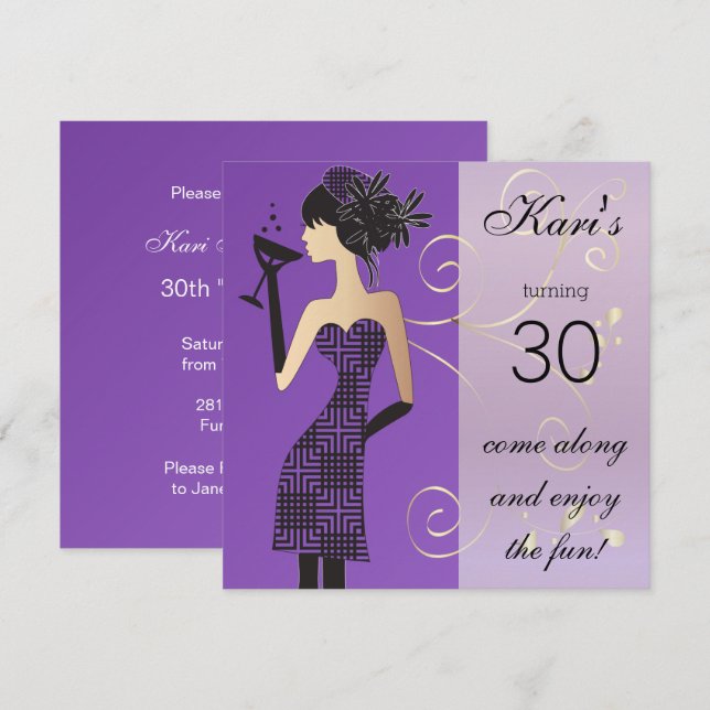 Convite Aniversário de Meninas ou Festa de Despedida de So (Frente/Verso)