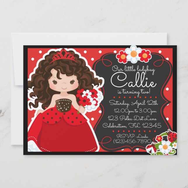 Convite Aniversário de Meninas Princesa Joaninha (Frente)