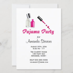 Convite Aniversário de Meninas Únicas do Partido Pajama