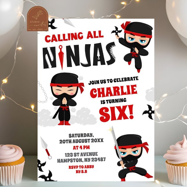 Convite Aniversário de Menino - Chamando Todos os Ninjas (Criador carregado)
