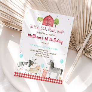 Convite Aniversário de Menino com Animais da Fazenda