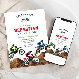 Convite Aniversário de Menino de Corrida de Moto Motocross