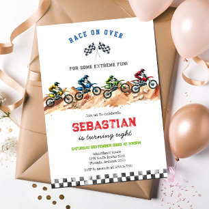 Convite Aniversário de Menino de Corrida de Moto Motocross