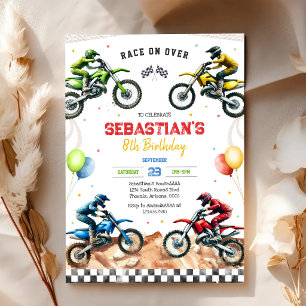 Convite Aniversário de Menino de Corrida de Moto Motocross