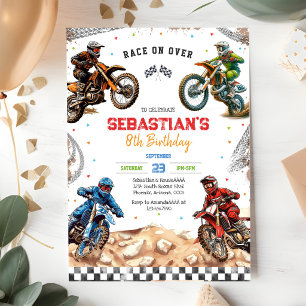 Convite Aniversário de Menino de Corrida de Motocicleta Mo