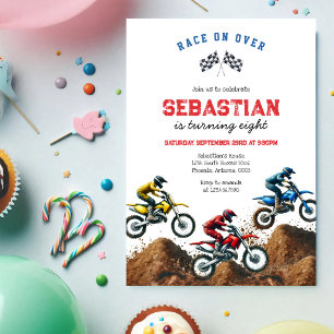 Convite Aniversário de Menino de Corrida de Motocicleta Mo