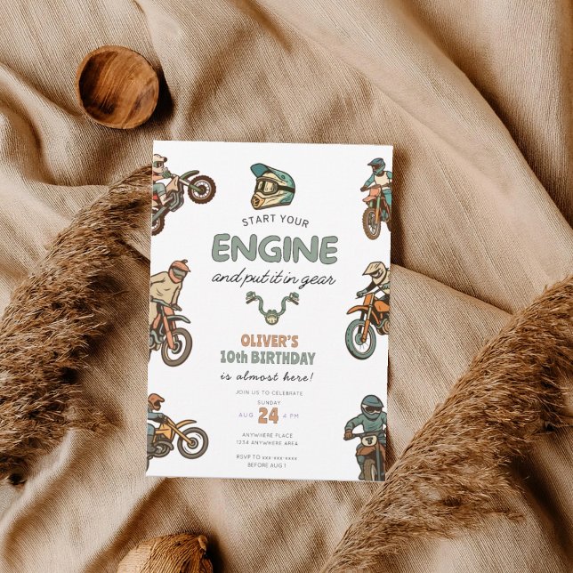Convite Aniversário de menino de qualquer idade com moto d (Criador carregado)