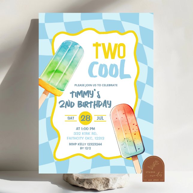 Convite Aniversário de Menino de Verão com Picolé Azul Doi (Criador carregado)