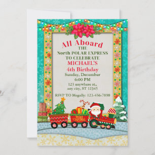 Convite Aniversário de Menino e Papai Noel de Trem 