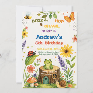 Convite Aniversário de Menino Jardim de Aquarela de Bugs e