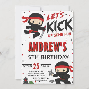 Convite Aniversário de menino Ninja Warrior pessoal