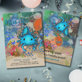 Convite Aniversário de Meninos com Aquarela Azul Caprichos
