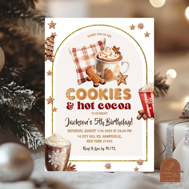 Convite Aniversário de Meninos com Biscoitos de Natal e Ca (Criador carregado)