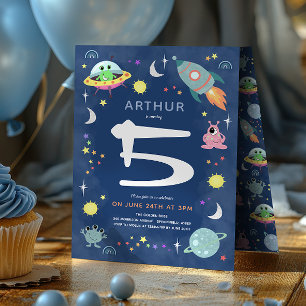Convite Aniversário de Meninos com Monstro Alien Espacial 