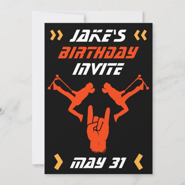 Convite Aniversário de Meninos com Scooter de Truques  (Frente)