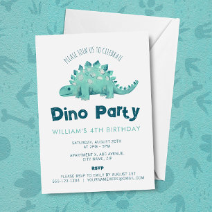 Convite Aniversário de Meninos Dinossauro Stegosaurus