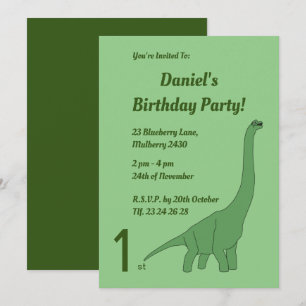 Convite Aniversário de Meninos do Dinossauro Verde de Pesc