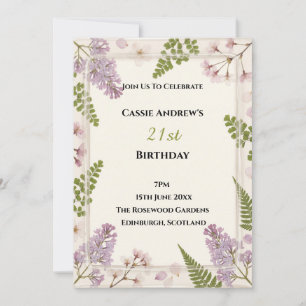 Convite Aniversário de Milestone Floral Lavanda