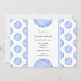 Convite aniversário de moças azul-claro