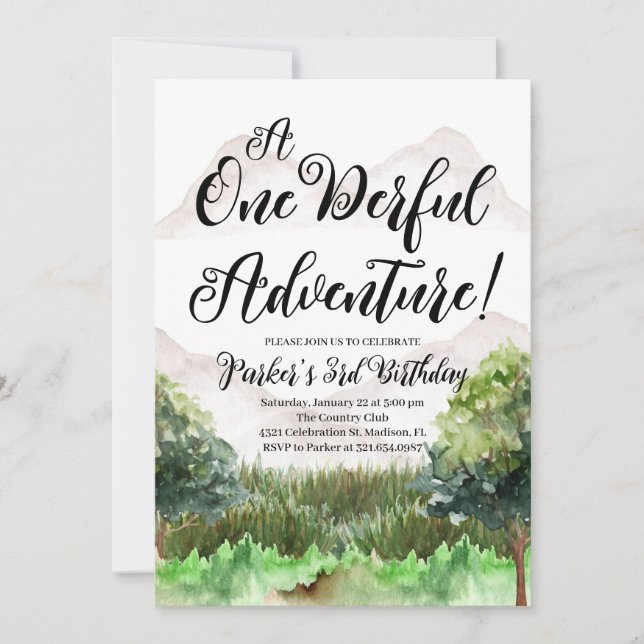 Convite Aniversário de Montanha, Camping, Montanha (Frente)