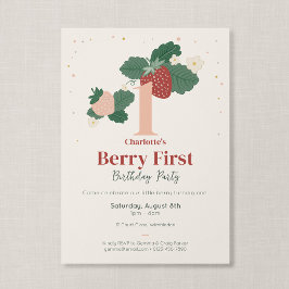 Convite Aniversário de Morango Berry Primeira Joia de Jard