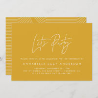 Aniversário de mostarda geométrica mínimo com scri