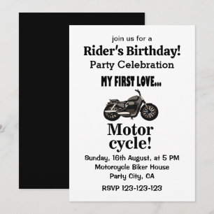 Convite Aniversário de Moto Motocicleta Clássica Motocicle
