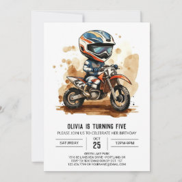 Convite Aniversário de motocicleta com Aquarela Encantada