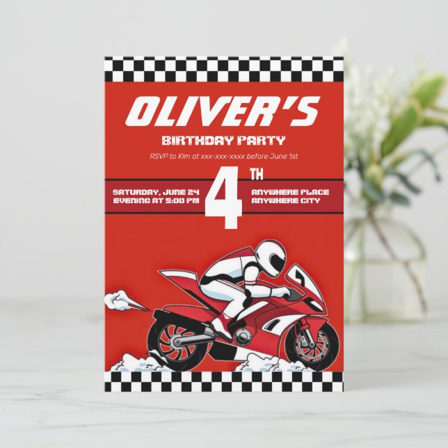 Convite Aniversário de motocross da dieta (Em pé/Frente)