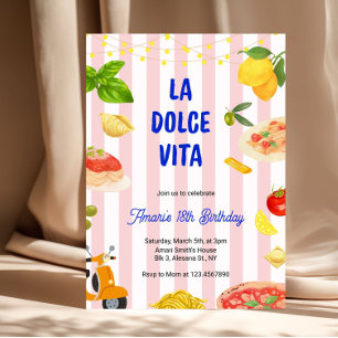 Convite Aniversário de Mulher Adulta Rosa Italiano La Dolc
