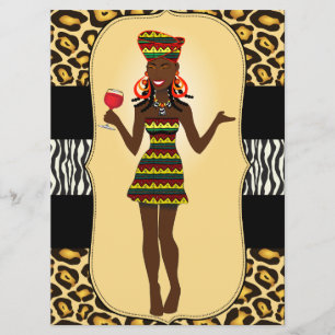 Convite Aniversário de Mulher Africana Festa de Noivado Fe