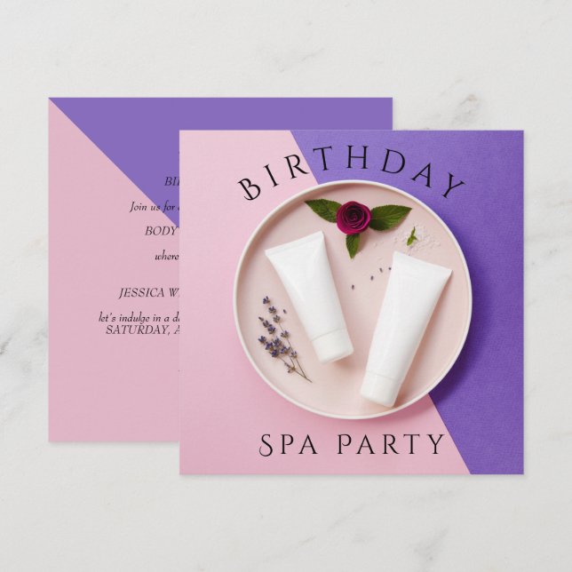 Convite Aniversário de Mulher Dia de Spa (Frente/Verso)
