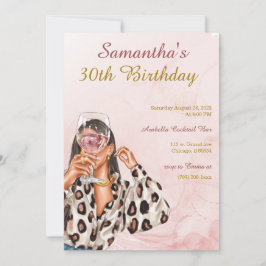 Convite Aniversário de Mulher em Rose Gold