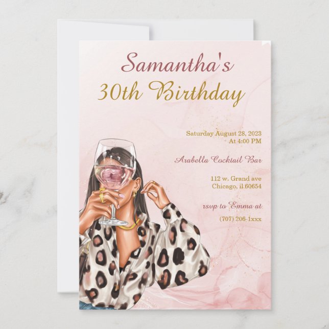 Convite Aniversário de Mulher em Rose Gold (Frente)
