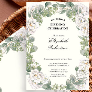 Convite Aniversário de Mulher sem Idade com Borda Floral E