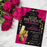 Aniversário de Mulheres Rosa e Dourado