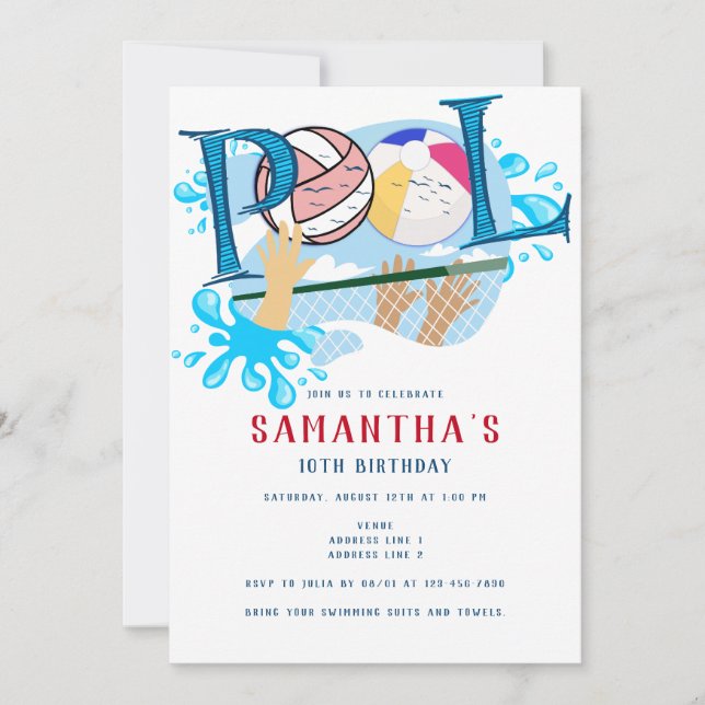 Convite Aniversário de natação na Piscina de vôlei da prai (Frente)