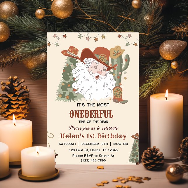 Convite Aniversário de Natal de Papai Noel Ocidental Que D (Criador carregado)