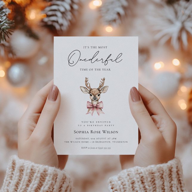 Convite Aniversário de Natal do Arco Rosa de Onederland Wi (Criador carregado)