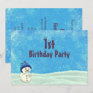 Convite Aniversário de Natal do Cheeky Little Snowman de 1
