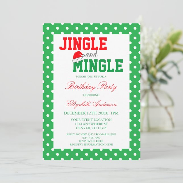 Convite Aniversário de Natal Jingle e Mingle (Em pé/Frente)