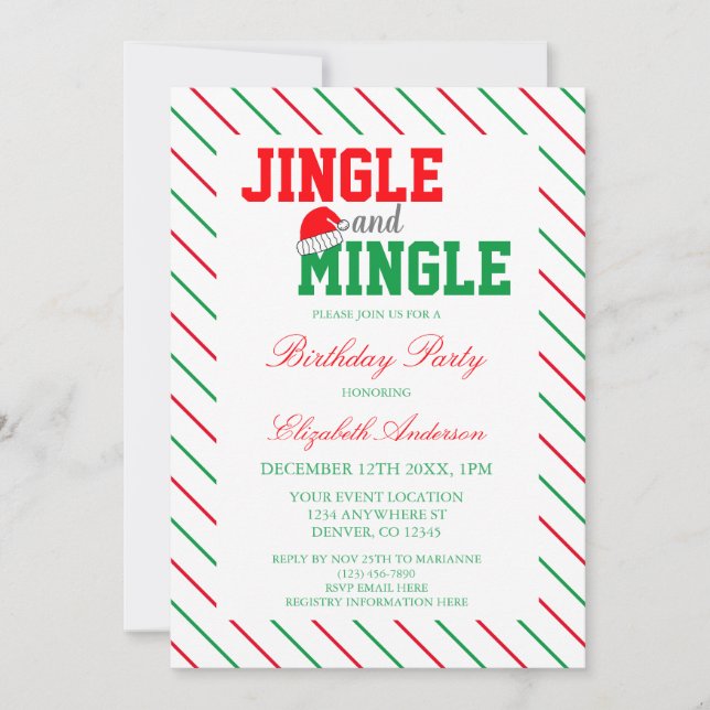 Convite Aniversário de Natal Jingle e Mingle (Frente)