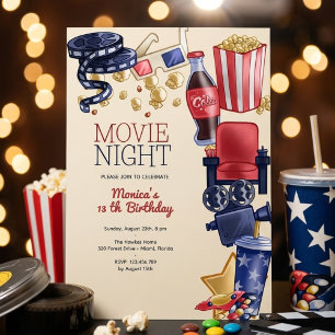 Convite Aniversário de noite de cinema