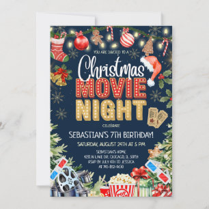 Convite Aniversário de Noite de Filme de Natal
