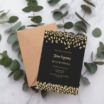 Convite Aniversário de ouro preto<br><div class="desc">Um moderno,  elegante e convite. Um fundo preto decorado com confete de ouro falso. Personalize e adicione um nome e detalhes.</div>
